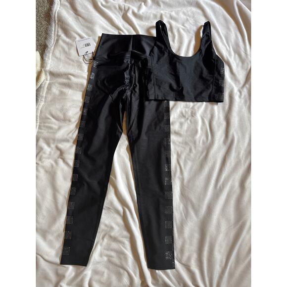 NWT Beach Riot Rhinestone Checkered Studded Black Set M - Picture 2 of 3